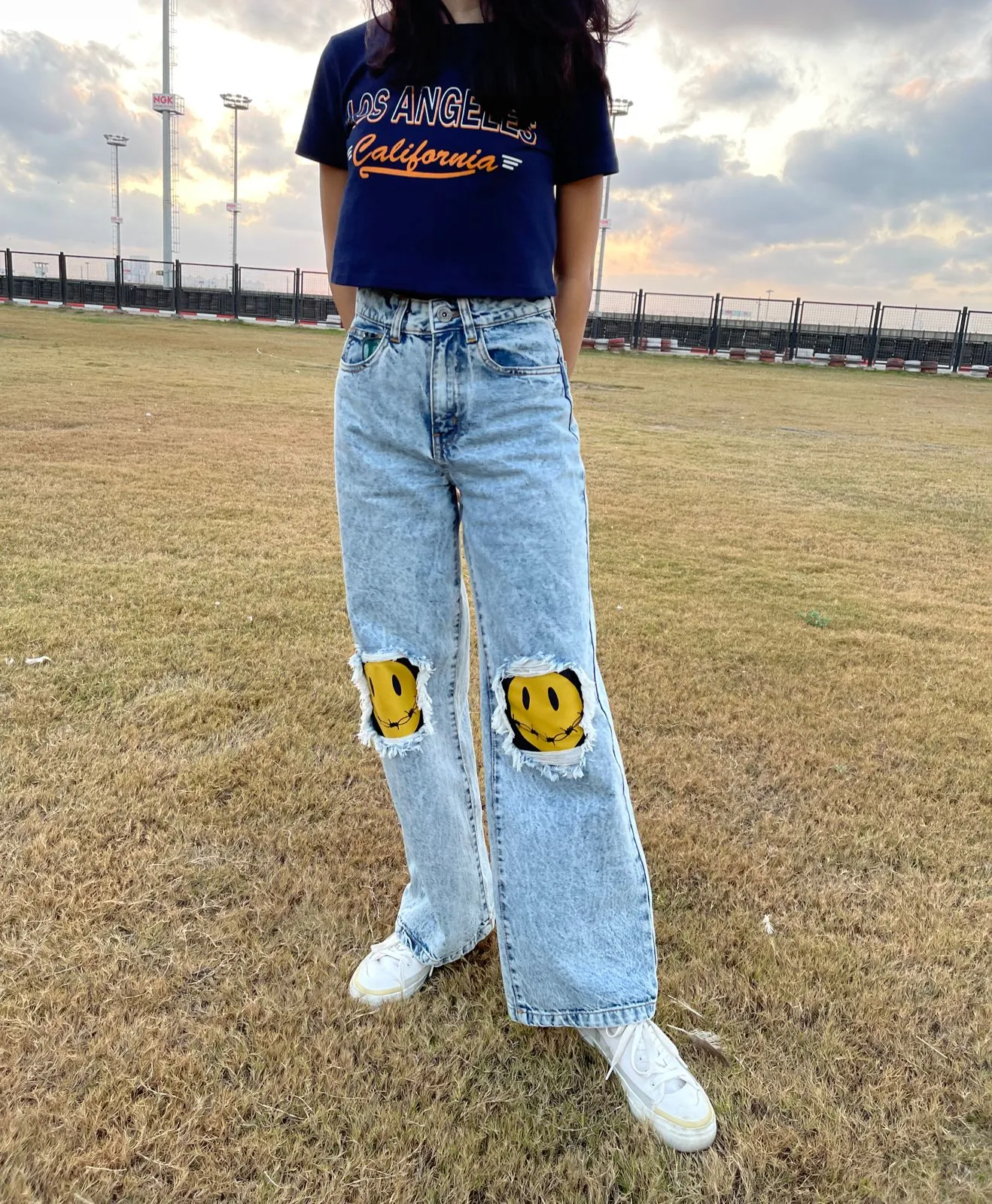 Smiley Patched Random Wash Denim Jeans Women | El Denim Vol. 1: Highway | Weave Wardrobe