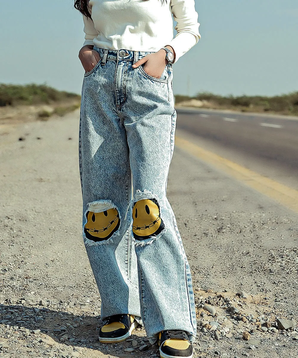 Smiley Patched Random Wash Denim Jeans Women | El Denim Vol. 1: Highway | Weave Wardrobe