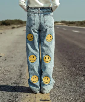 Smiley Patched Random Wash Denim Jeans Women | El Denim Vol. 1: Highway | Weave Wardrobe