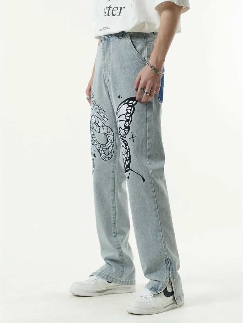 Soul Mosaic Zip-Cuff Patchwork Denim Jeans