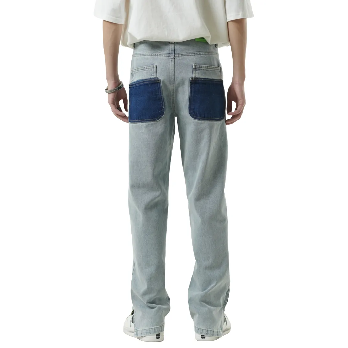 Soul Mosaic Zip-Cuff Patchwork Denim Jeans