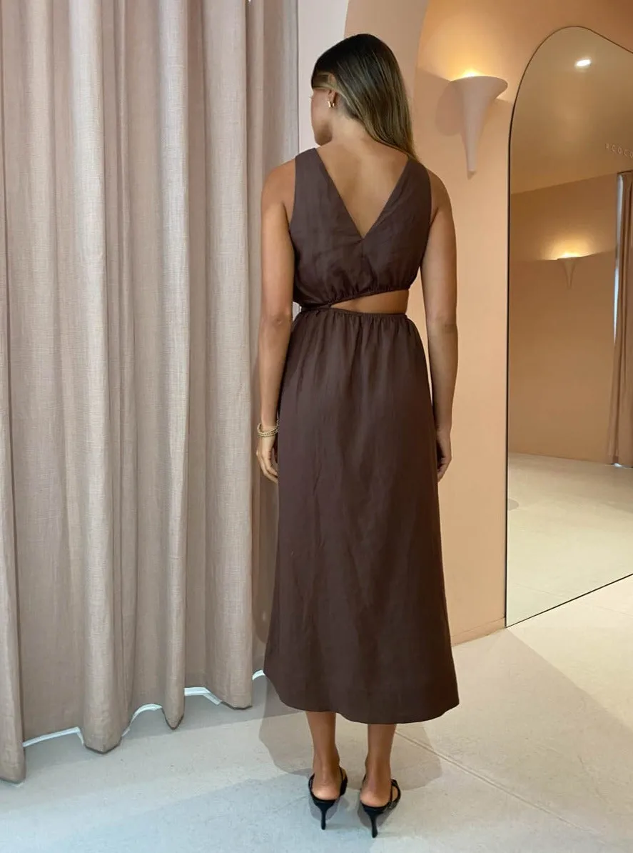 Sovere Mode Midi Dress in Chocolate