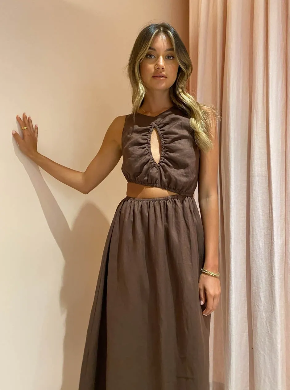 Sovere Mode Midi Dress in Chocolate