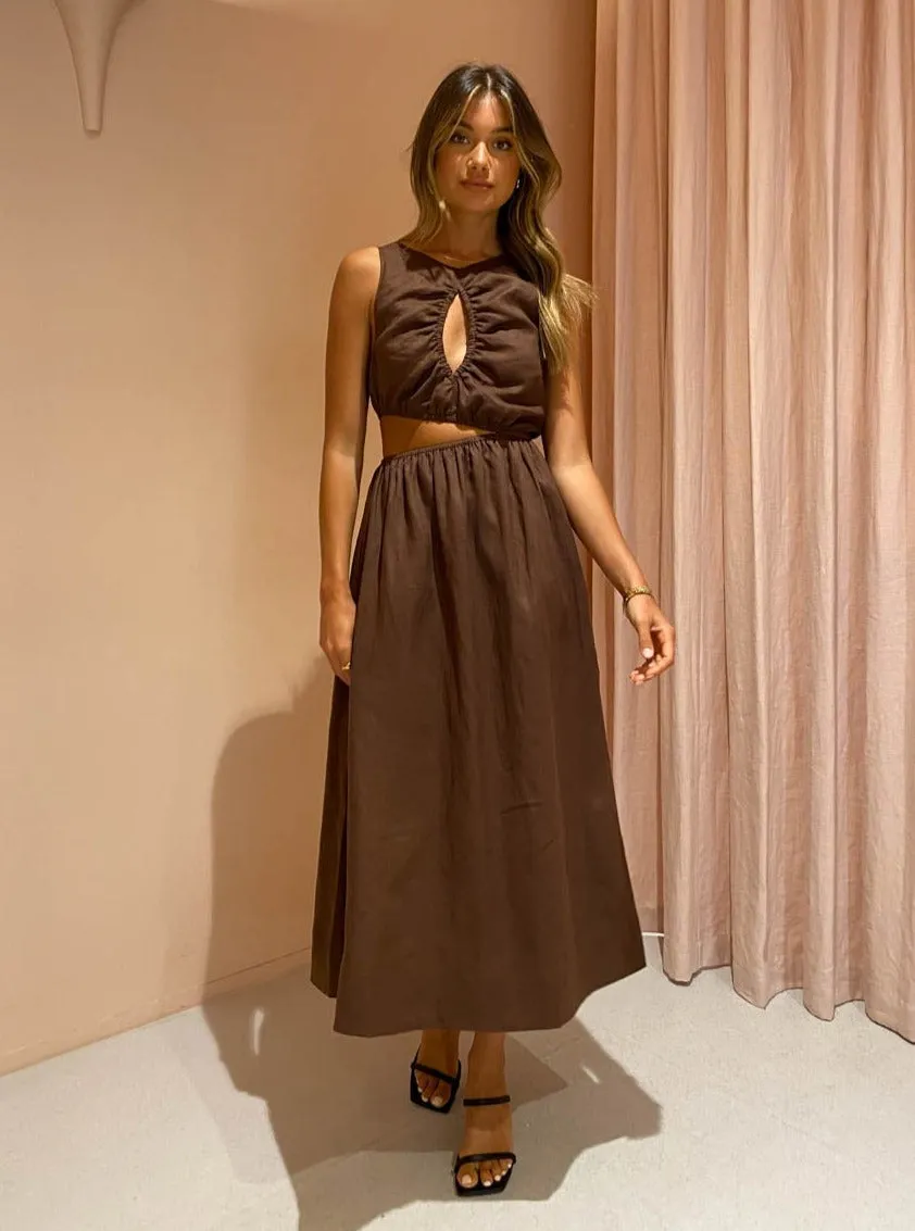 Sovere Mode Midi Dress in Chocolate