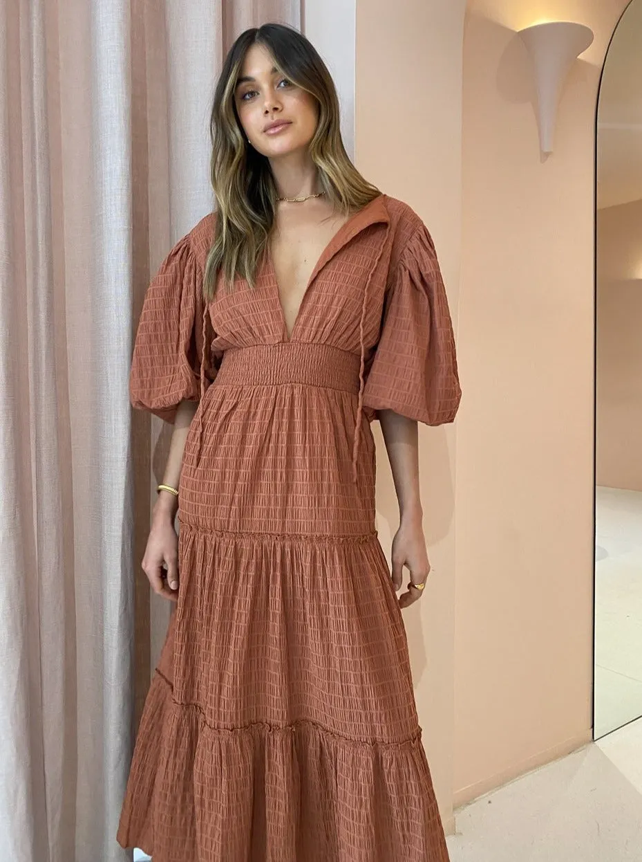 Sovere Reason Reversible Midi Dress in Cinnamon