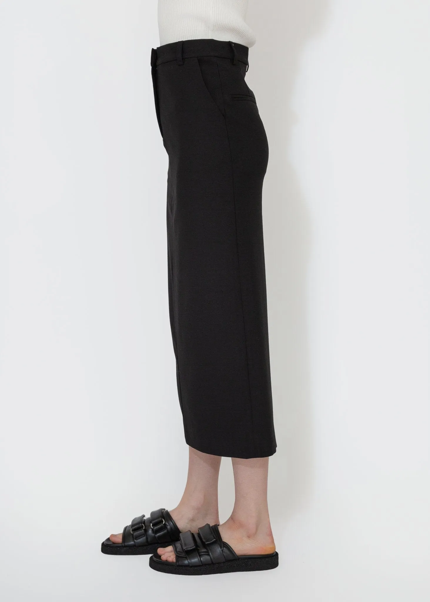 Split Back Midi Skirt in Black