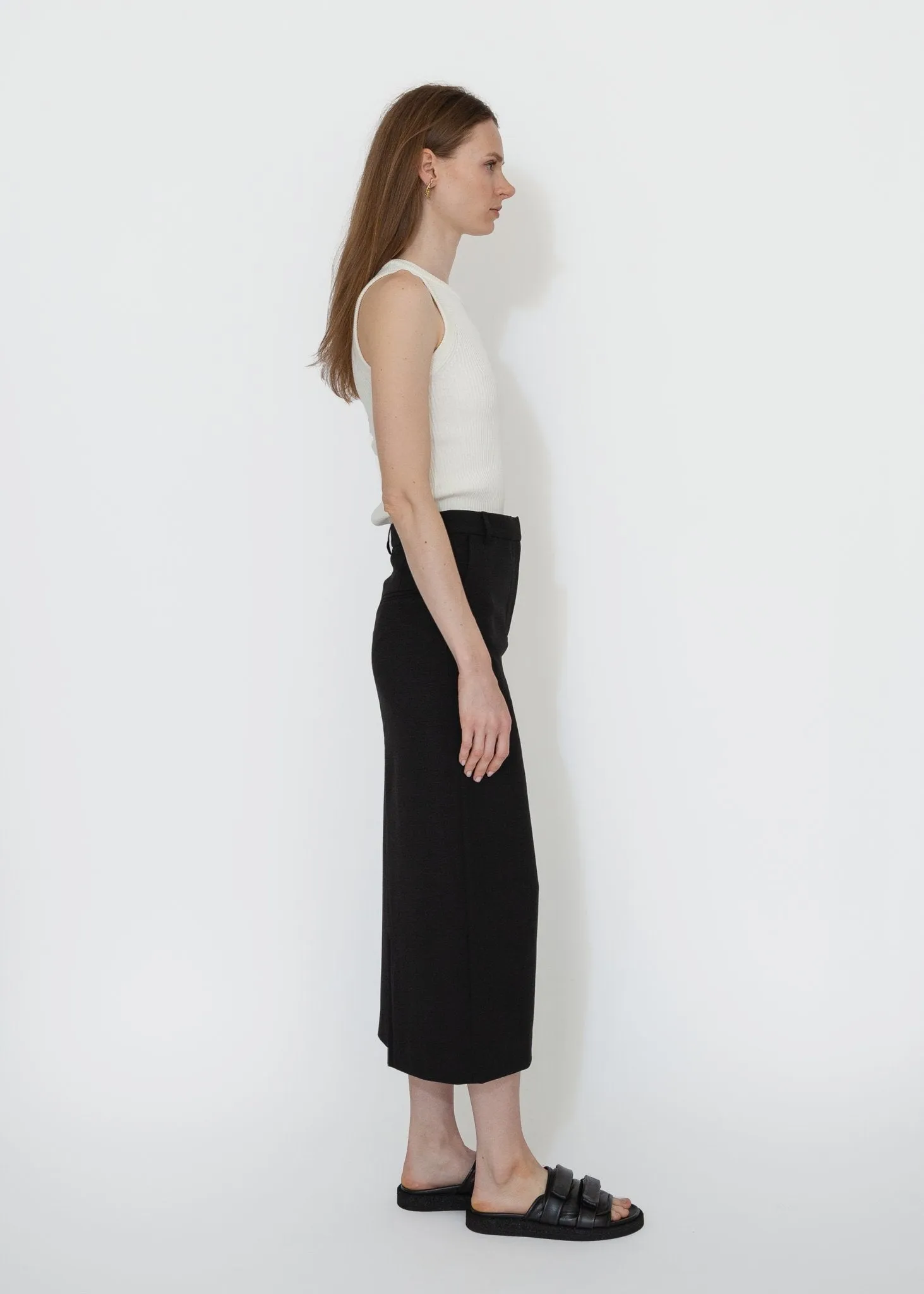 Split Back Midi Skirt in Black