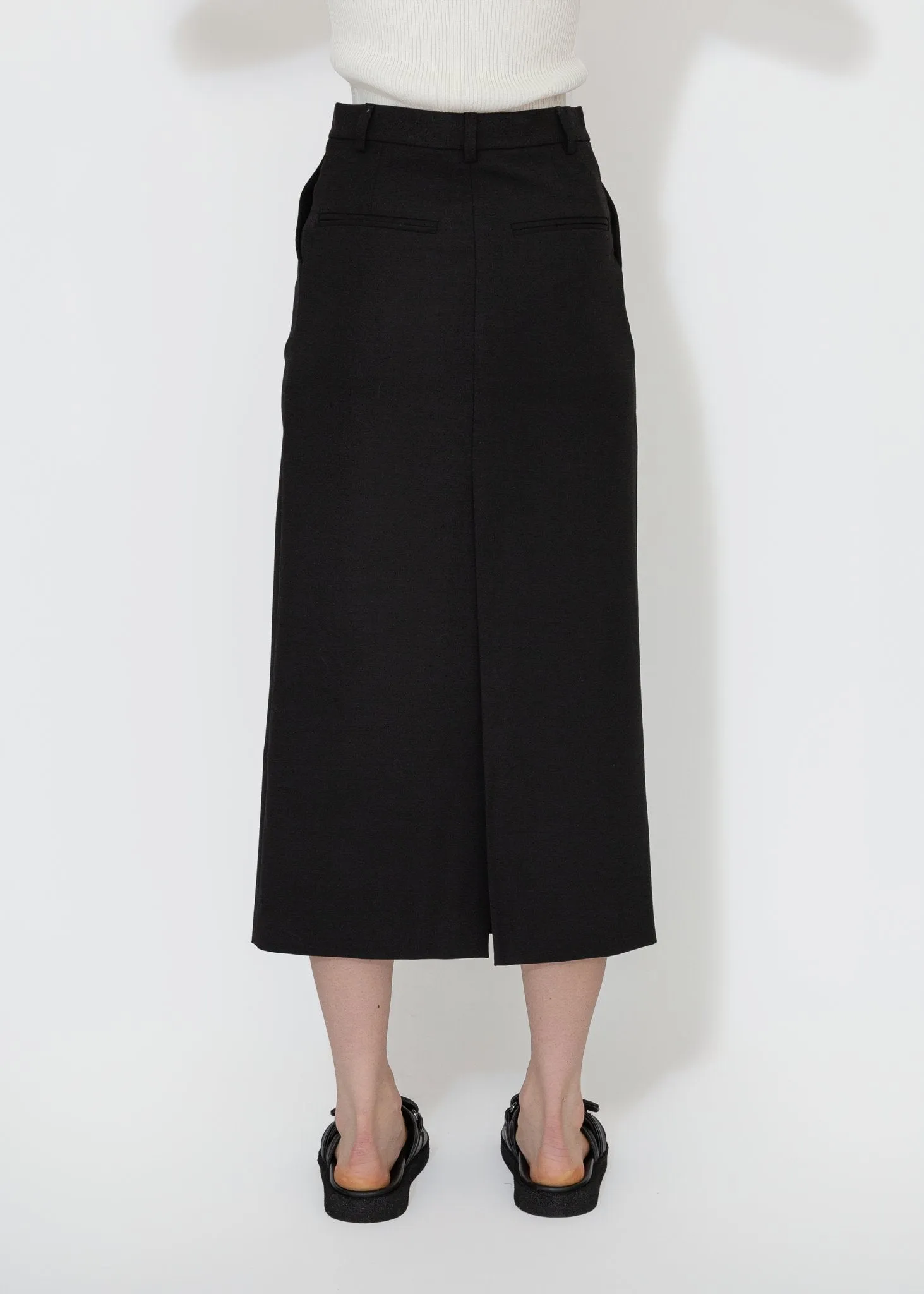 Split Back Midi Skirt in Black