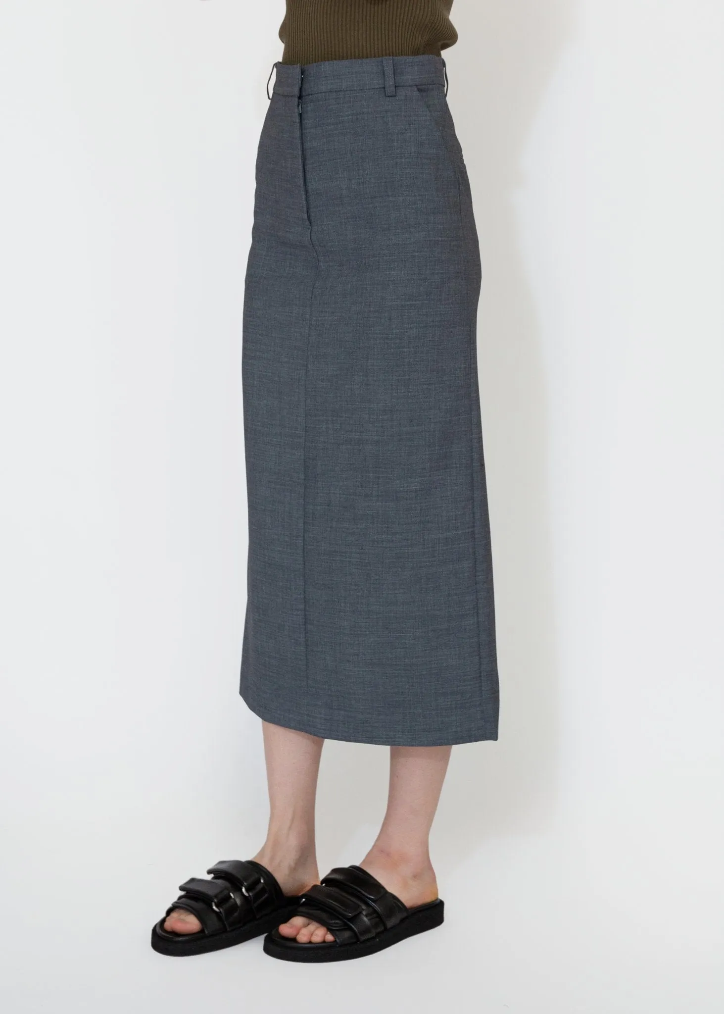 Split Back Midi Skirt in Gray