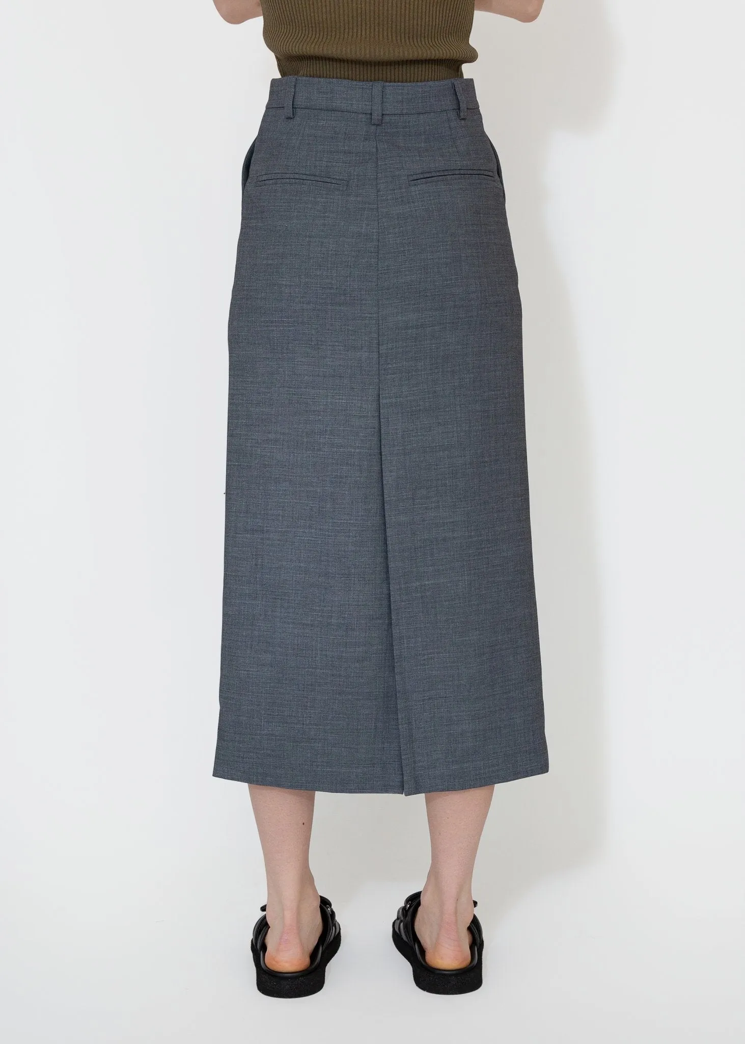 Split Back Midi Skirt in Gray