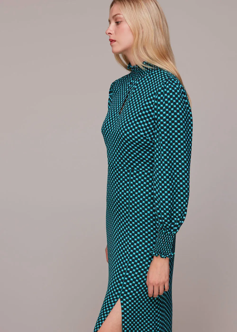 Star Check Print Midi Dress