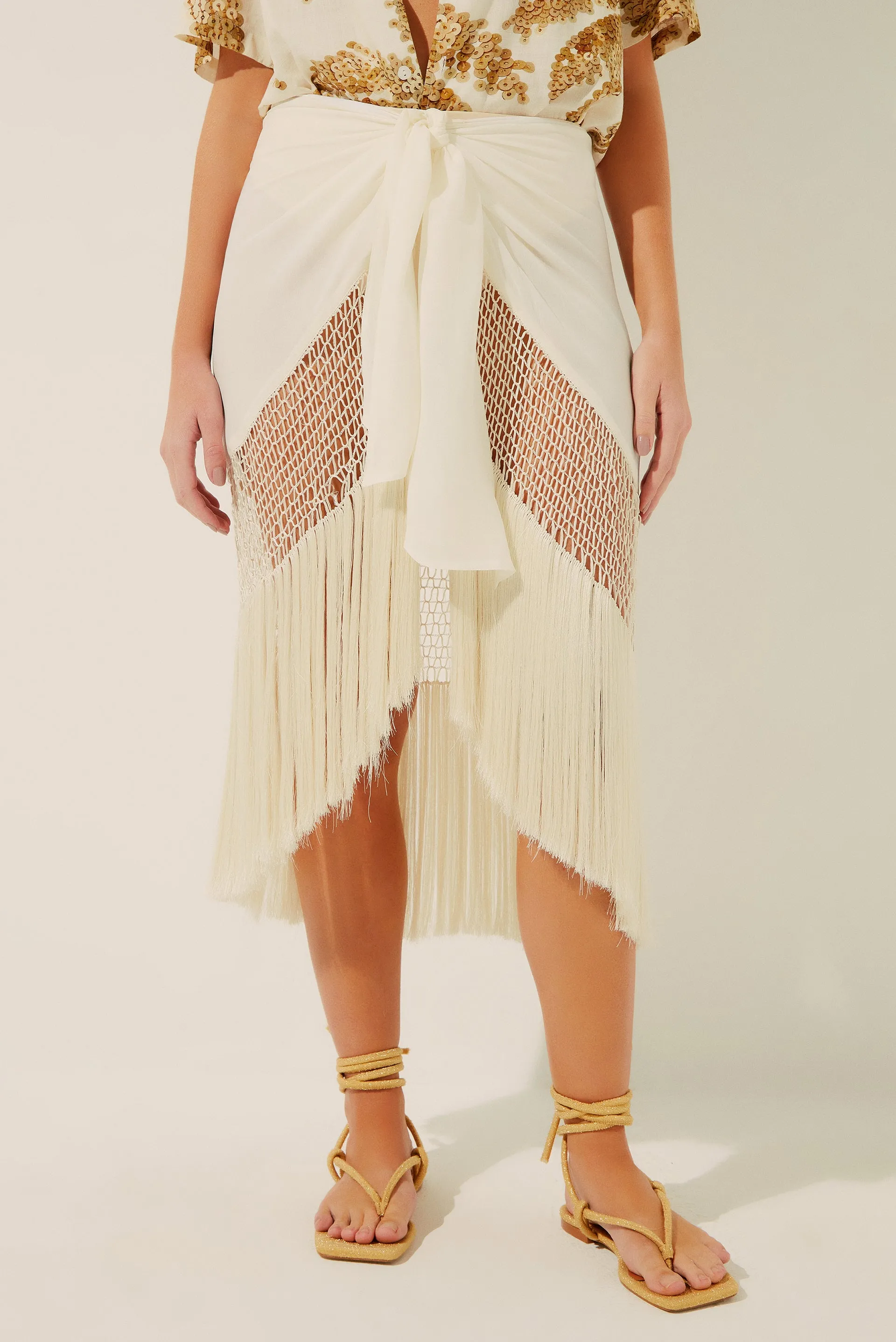 Star Midi Skirt With Ties And Fringe E4282A1352