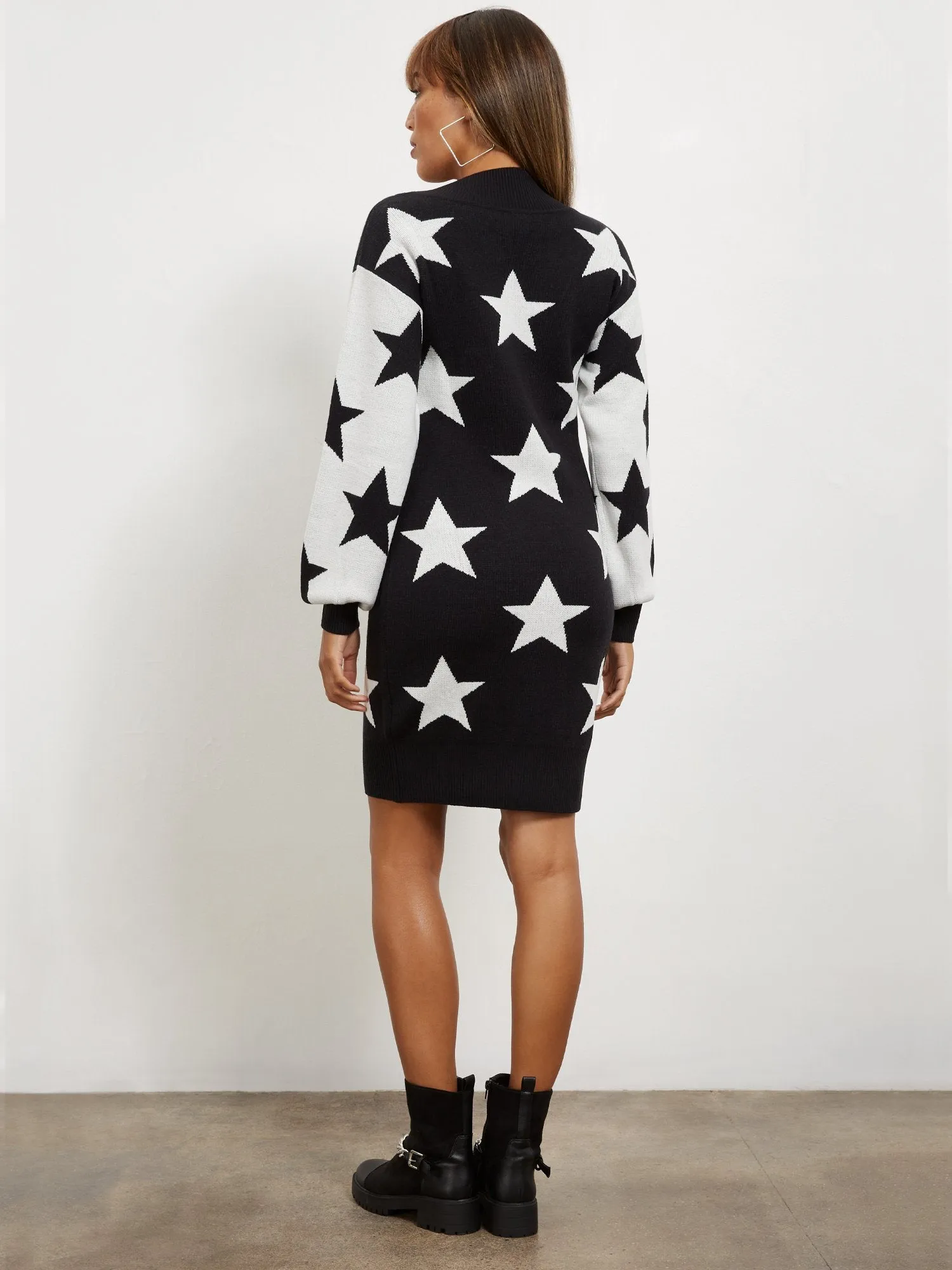 Star-Print Sweater Dress