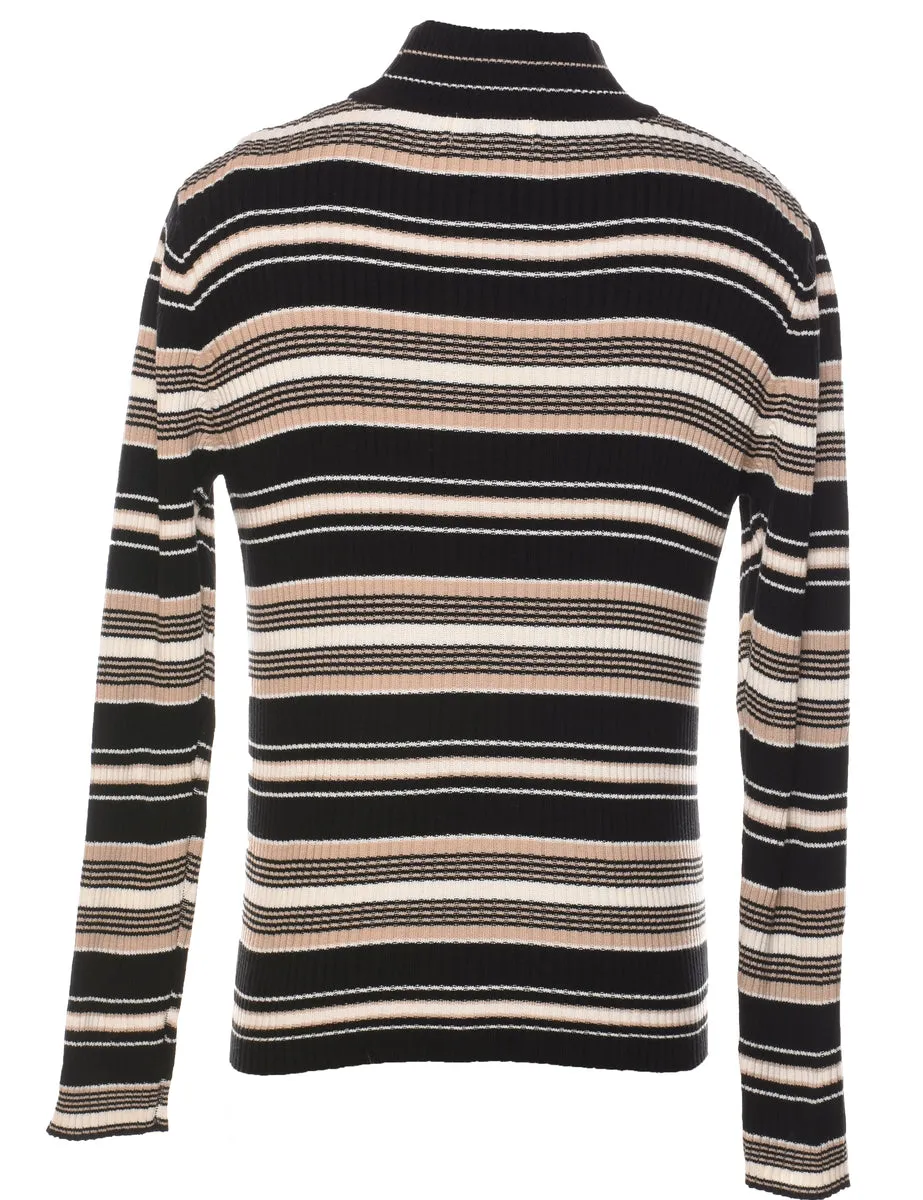 Striped High Neck Jumper - M