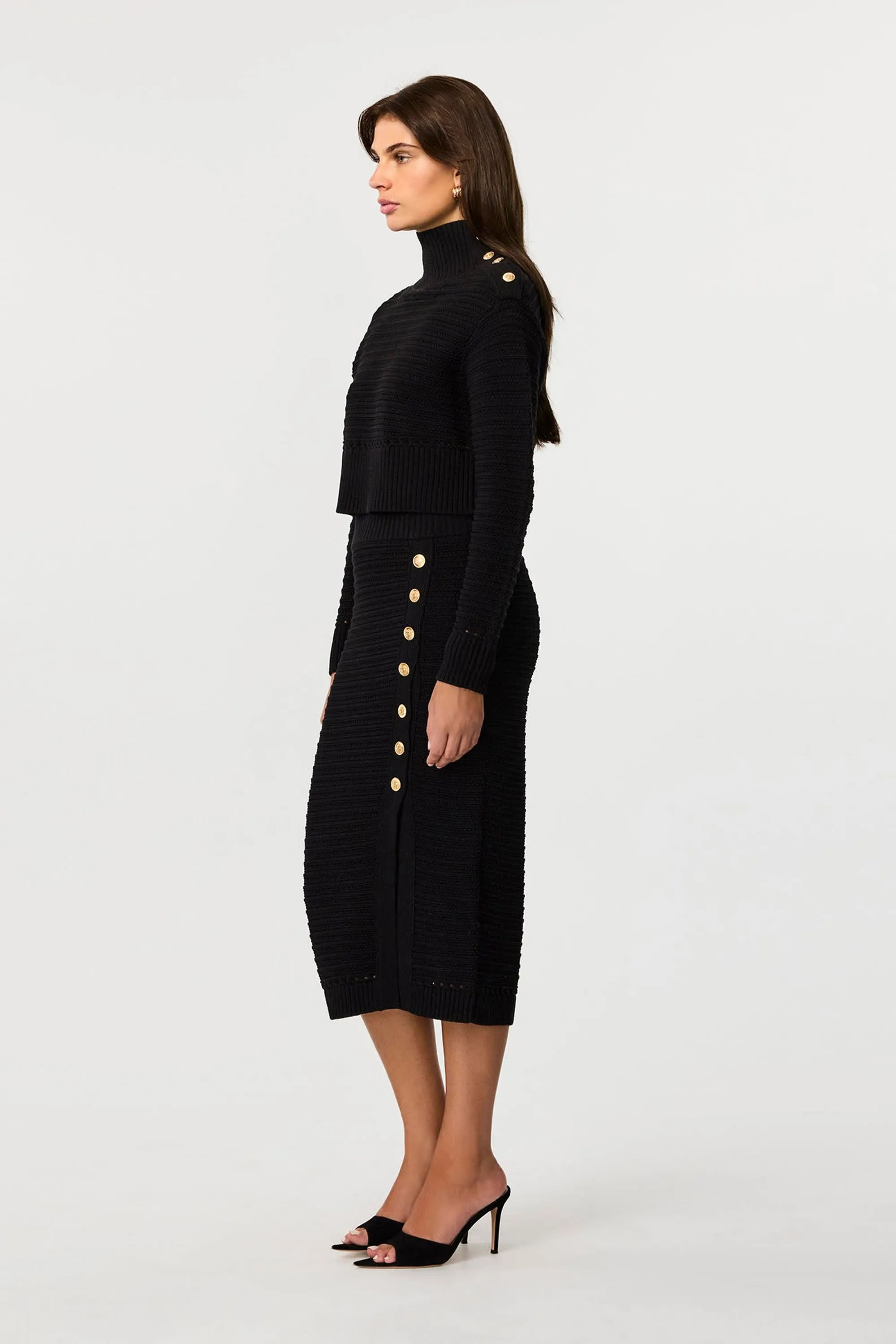 Tani Knit Black Pencil Skirt