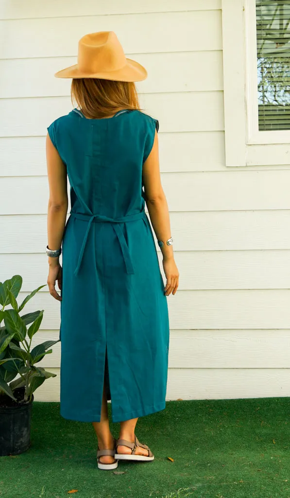 Teal Organic Cotton Wrap Dress