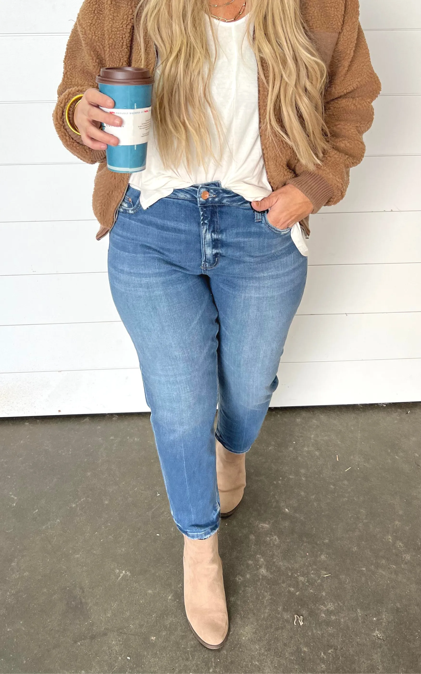 The Trish Stretch Boyfriend Denim Jeans - Mica