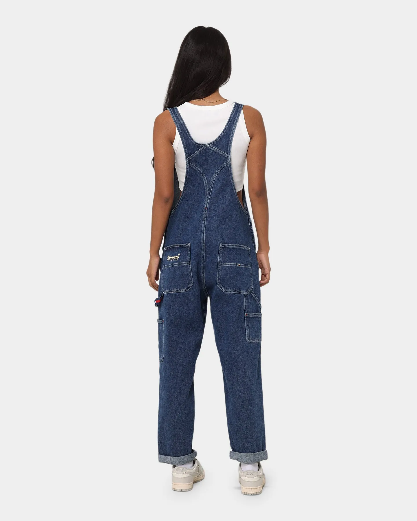 Tommy Jeans Women's Logo Strap Denim Dungaree Denim Dark