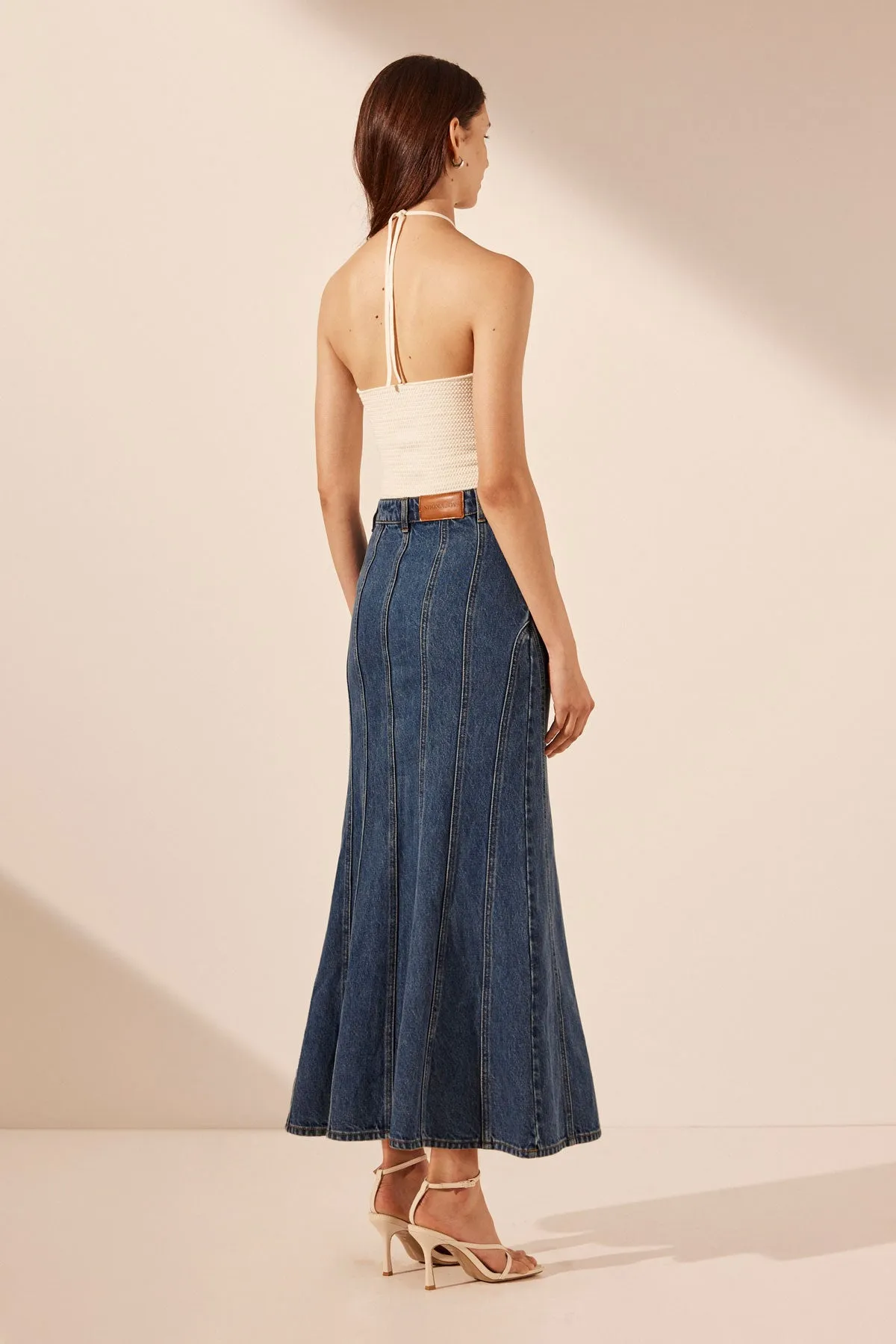 TOVERE GODET FLARED MIDI SKIRT