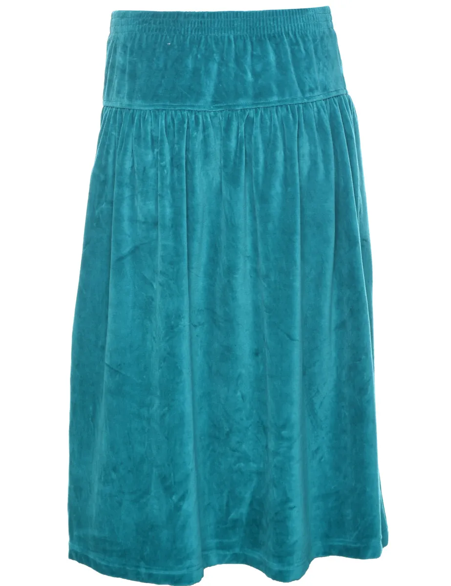 Velour Blue Midi Skirt - S