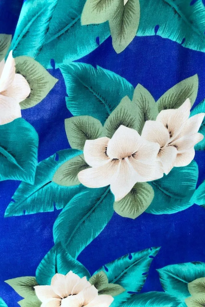 Vintage Blue Tropical Floral Skirt