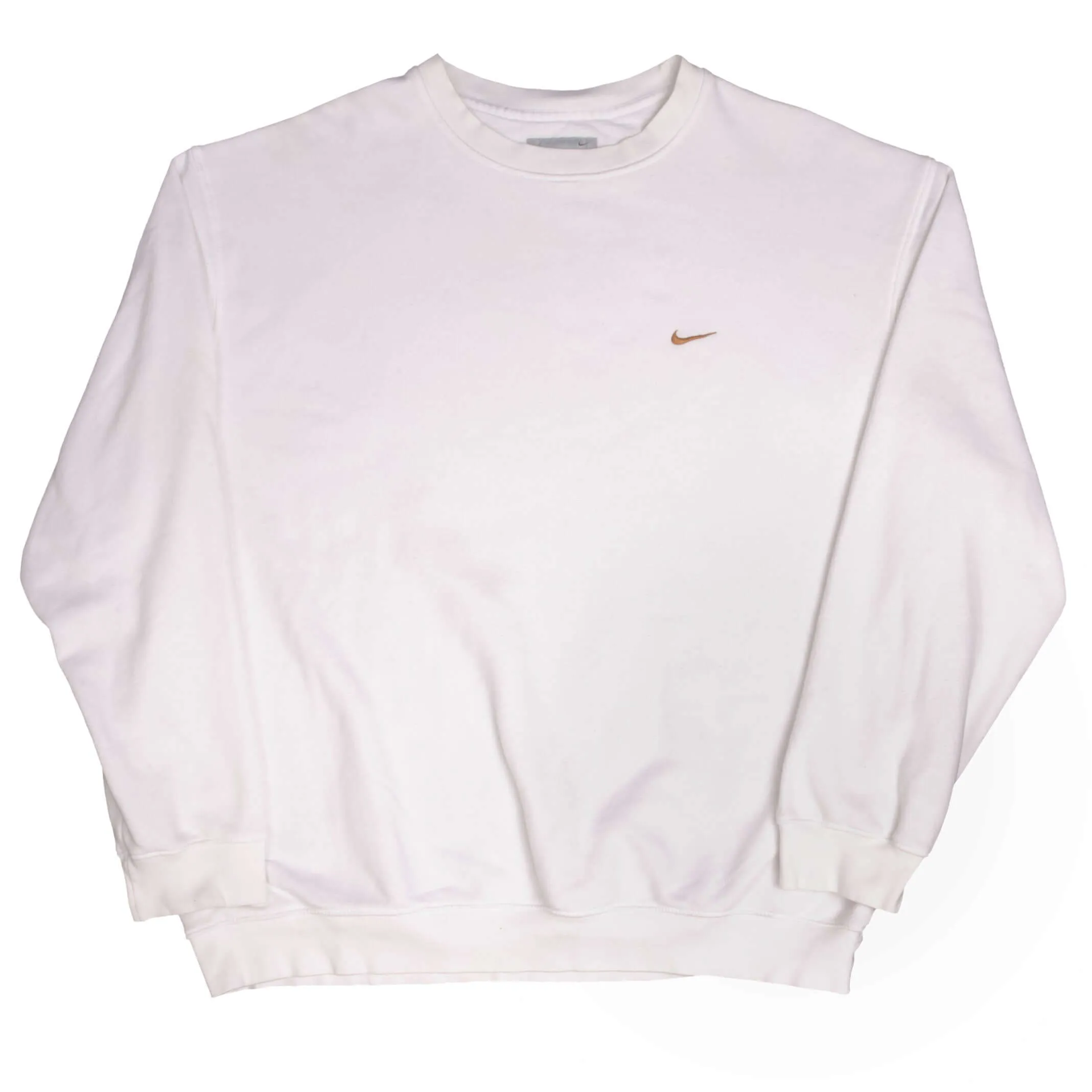 VINTAGE NIKE CLASSIC SWOOSH WHITE SWEATSHIRT 2000S SIZE 2XL