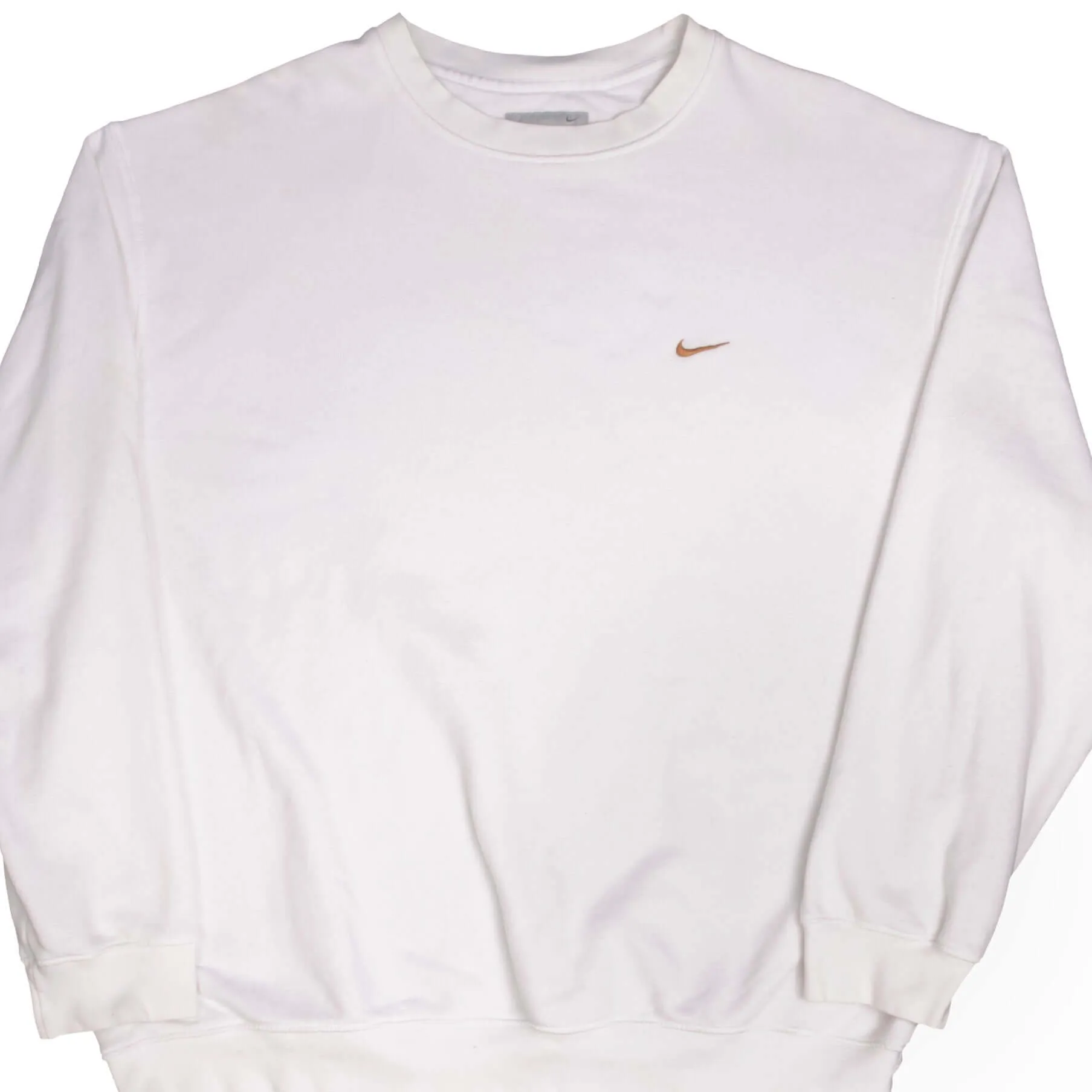 VINTAGE NIKE CLASSIC SWOOSH WHITE SWEATSHIRT 2000S SIZE 2XL