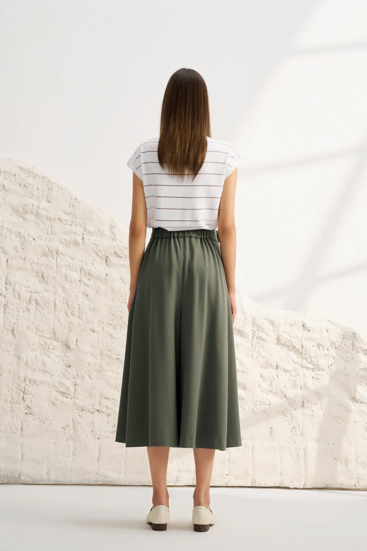 Wide Leg  Midi Skorts