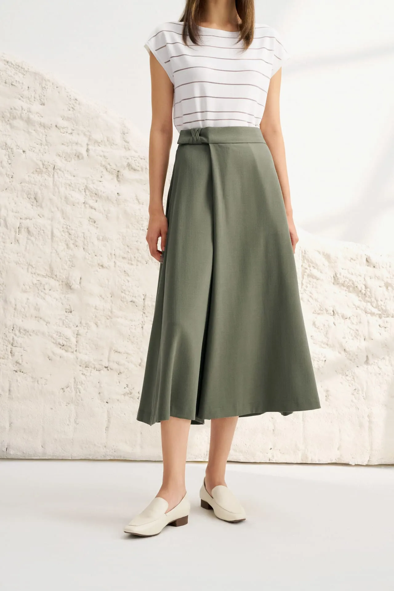 Wide Leg  Midi Skorts