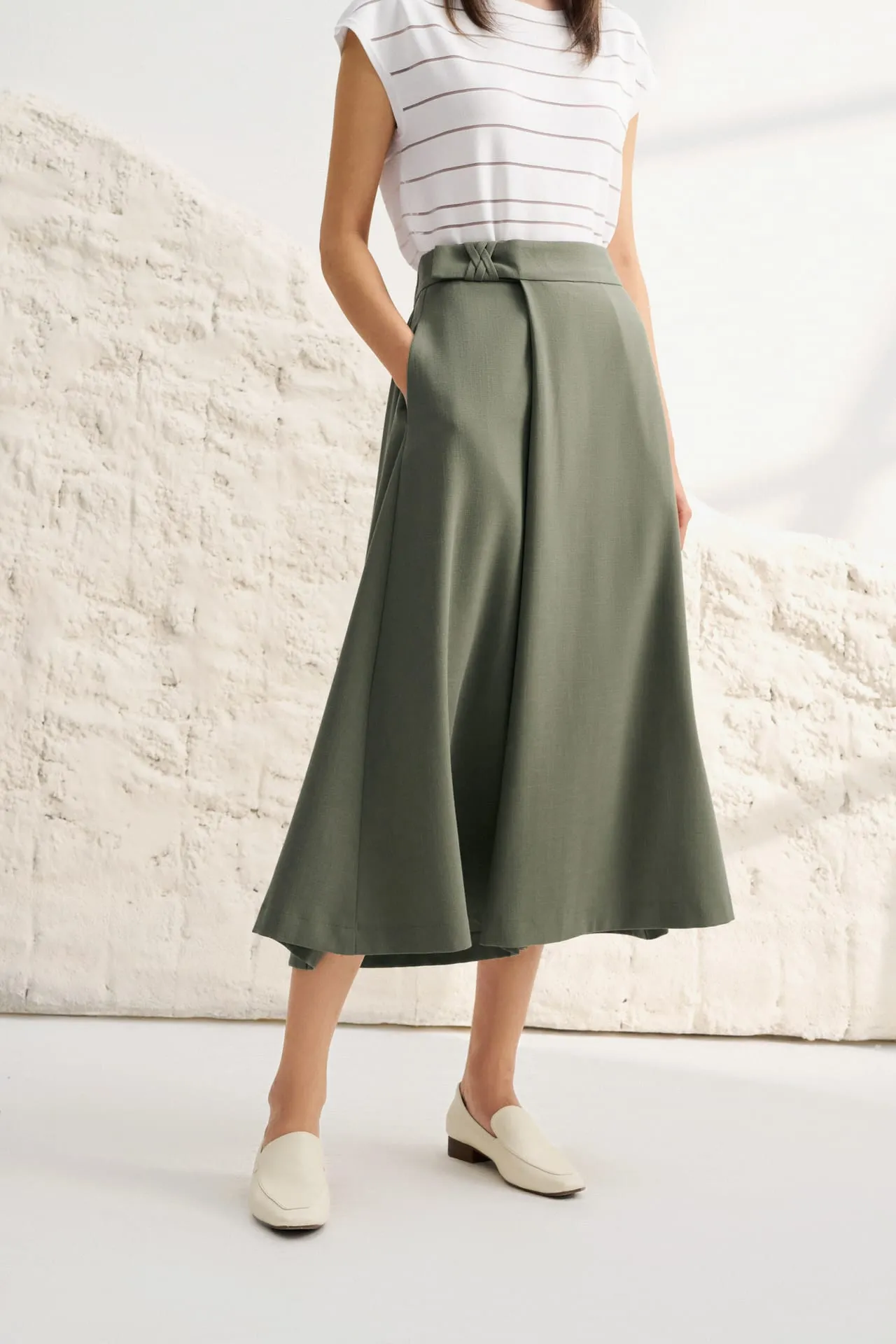 Wide Leg  Midi Skorts