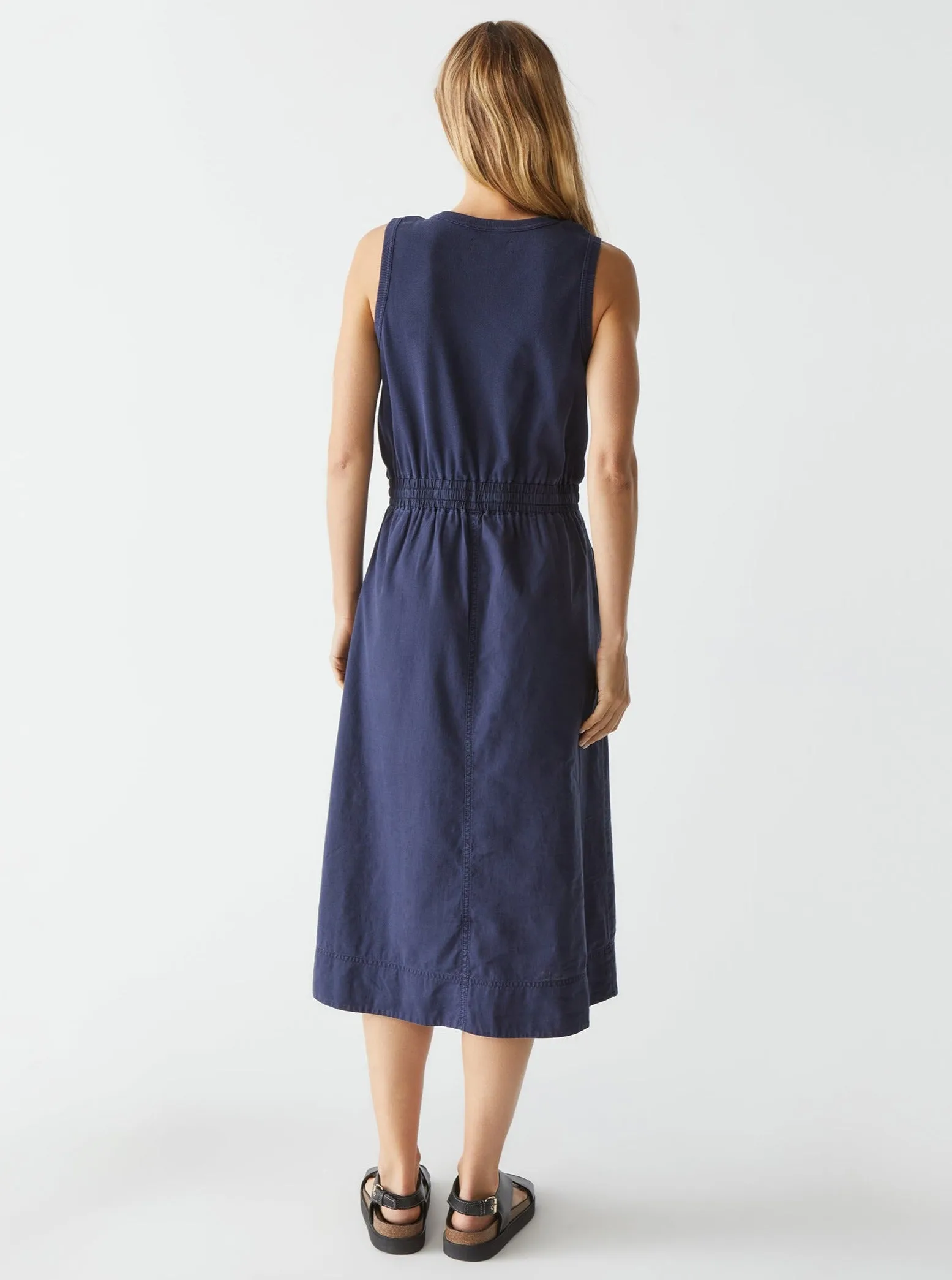 Wilhelmina Mixed Fabric Midi Dress - Nocturnal