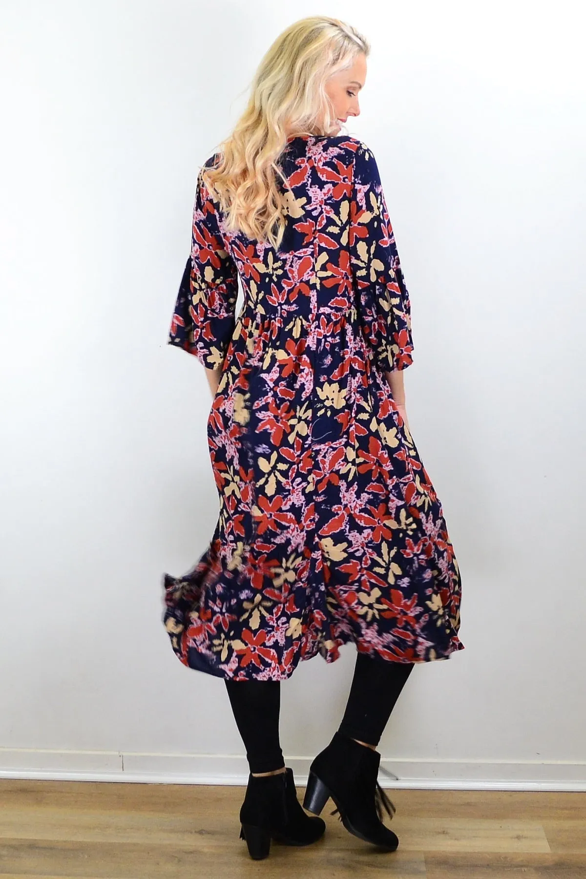 Winter Leaves Midi Tunic Dress