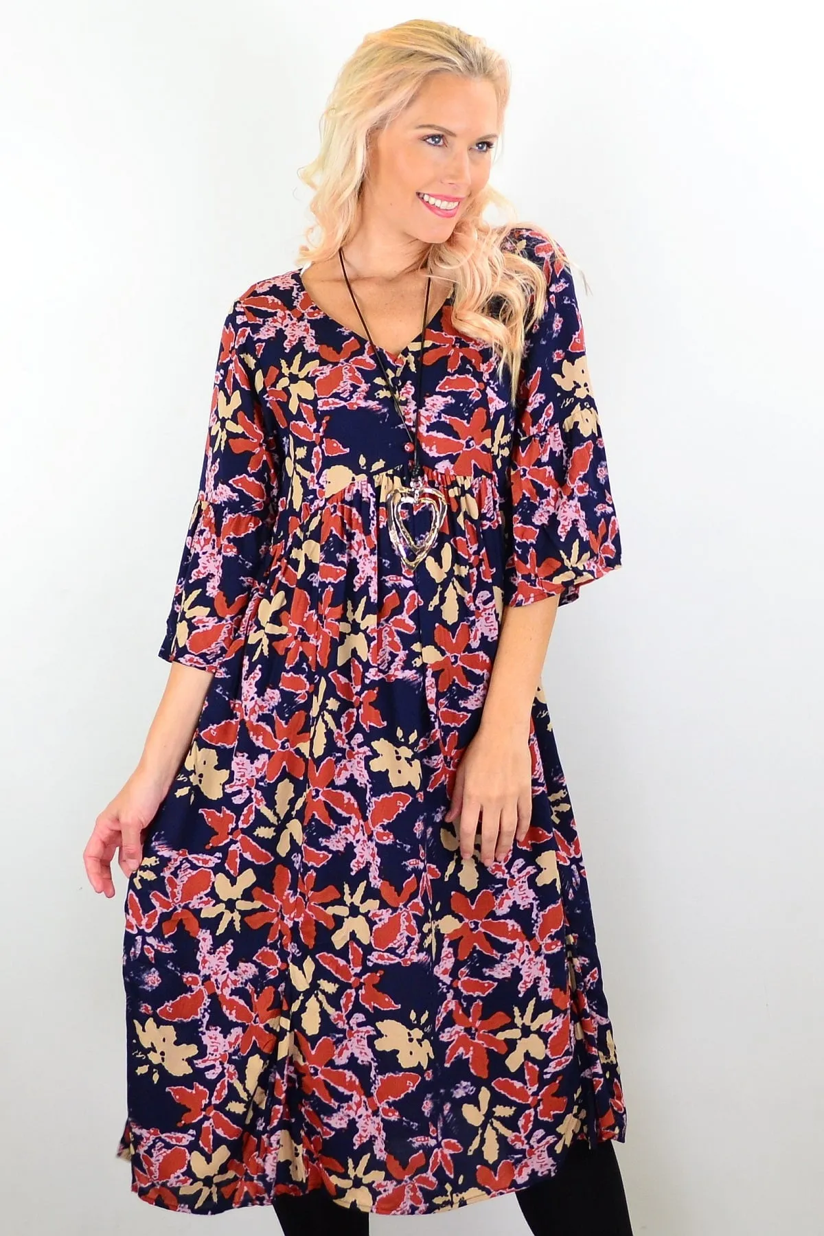 Winter Leaves Midi Tunic Dress