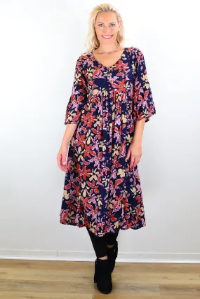 Winter Leaves Midi Tunic Dress