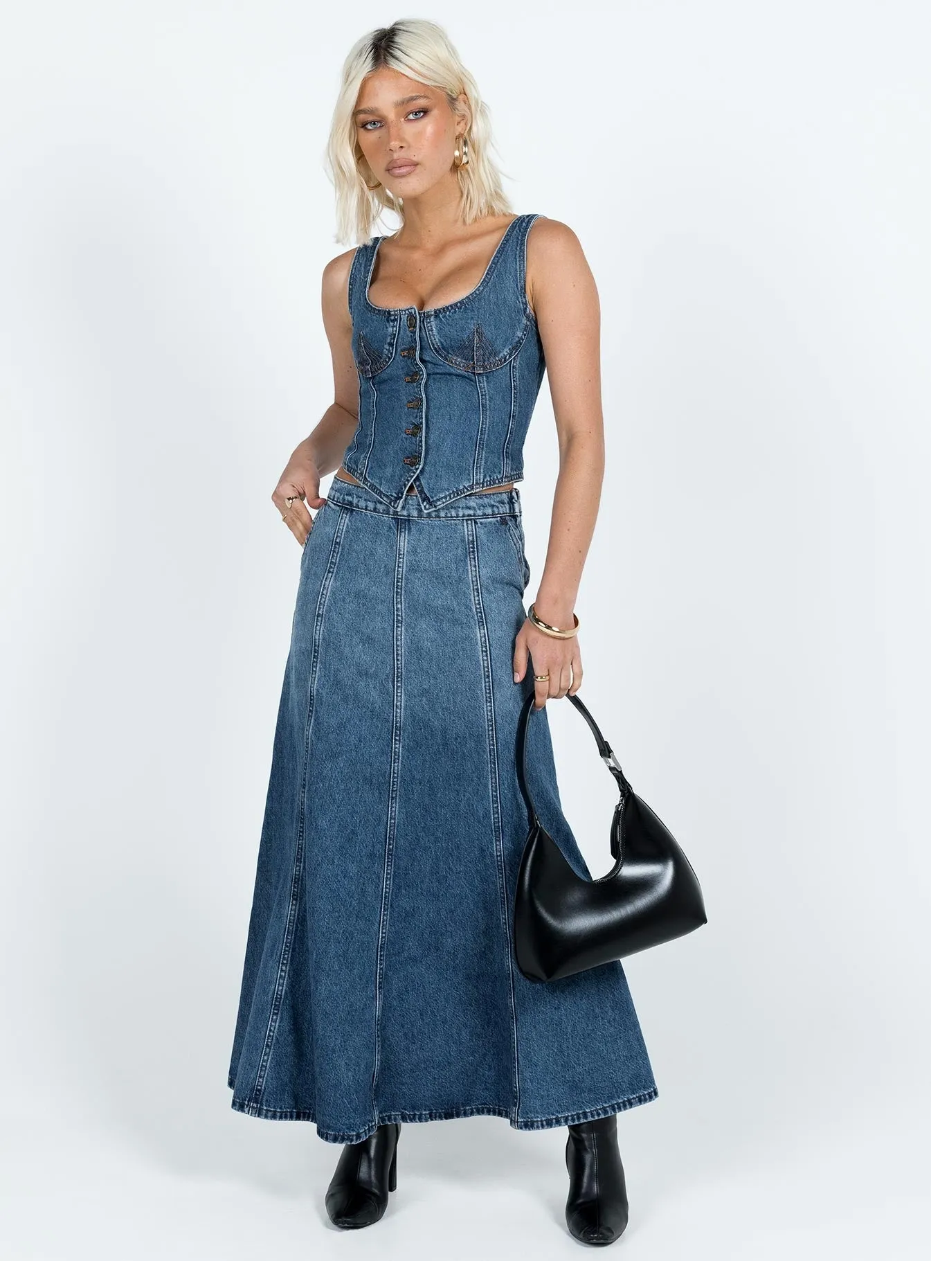 Wyoming Midi Skirt Blue Denim