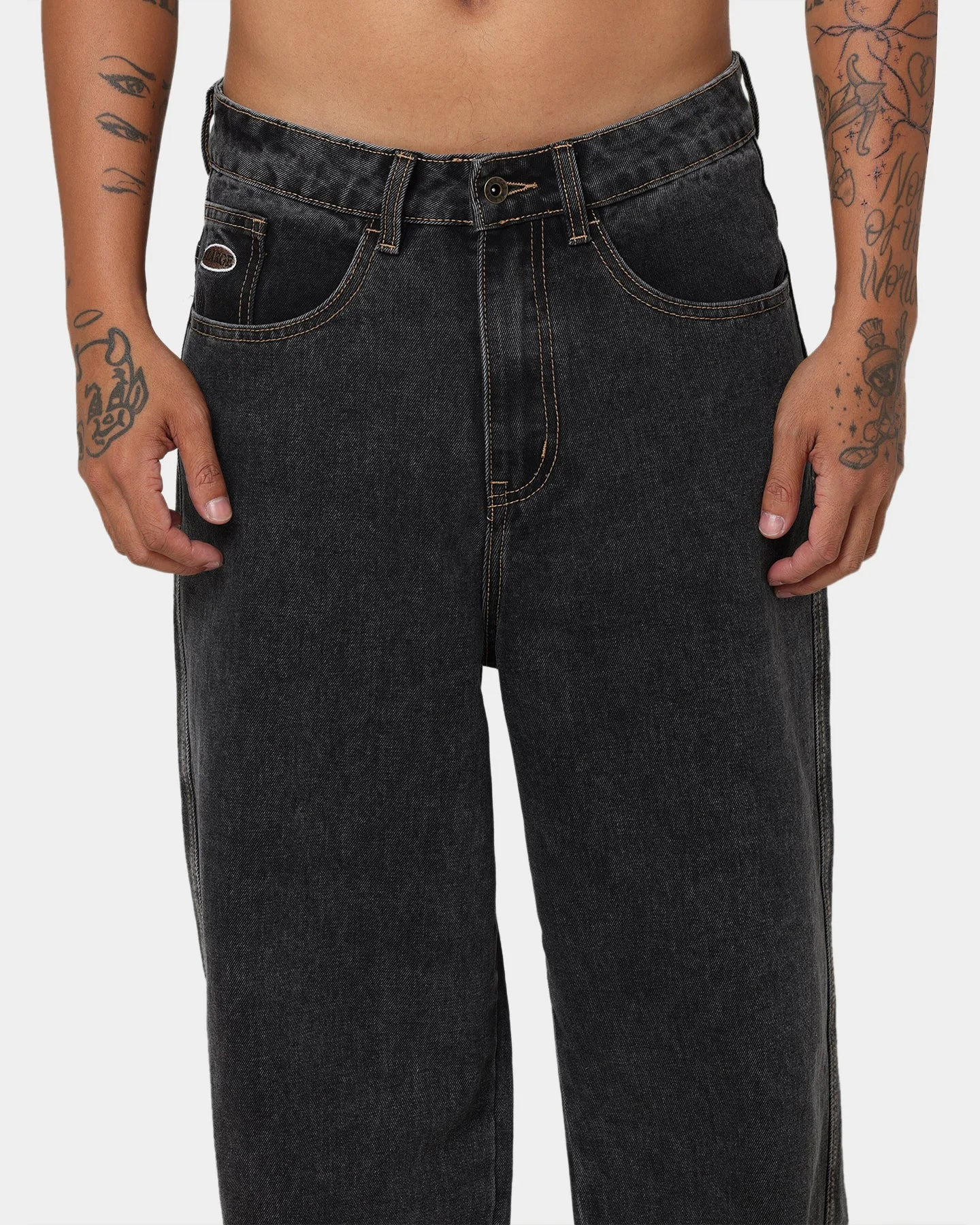 X-Large Bull Denim 91 Wide Leg Pants Washed Black