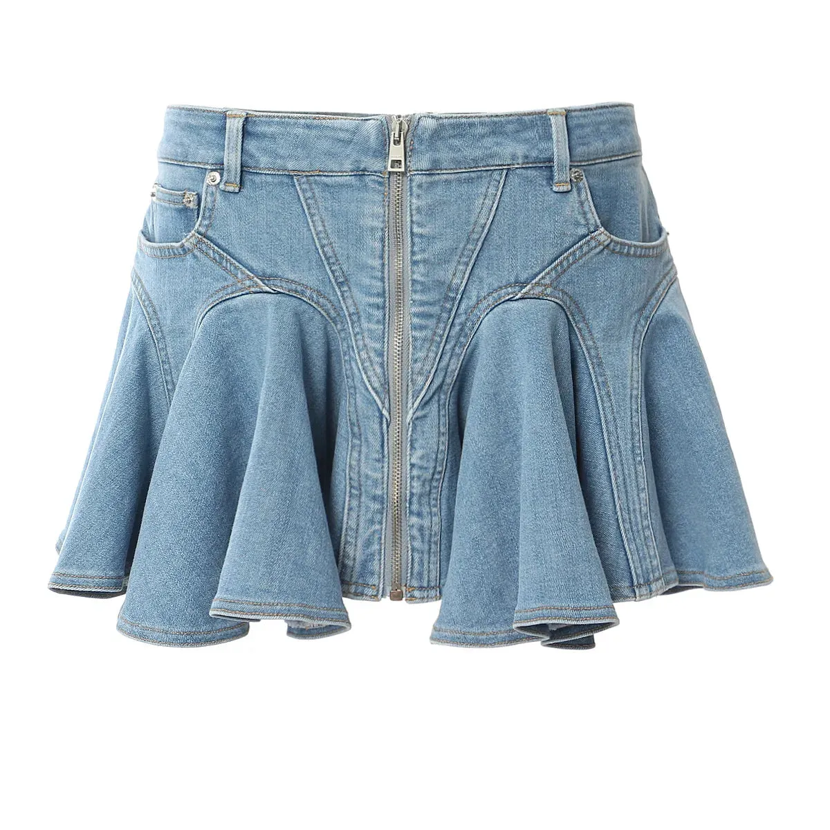 YESMYTOOL  -  2024 Summer Zipper Fly Mini Skirt Women Pocket High Waist Short Denim Skirts Sexy Fashion Stretch Short Skirt